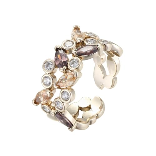 DFEPPJHG Leichter Luxuriöser Hochwertiger Geometrischer Hohler Offener Ring Modischer Und Exquisiter Verstellbarer Zeigefingerring von DFEPPJHG