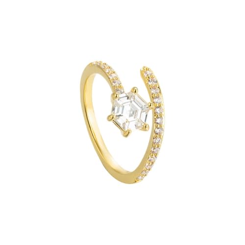 DFEPPJHG Mode Persönlichkeit Unregelmäßigen Micro-intarsien Zirkon Ring Plain Kreis Kreative Sechs-zackigen Stern Ring Temperament High-end-gefühl Zeigen Weiß Hände von DFEPPJHG