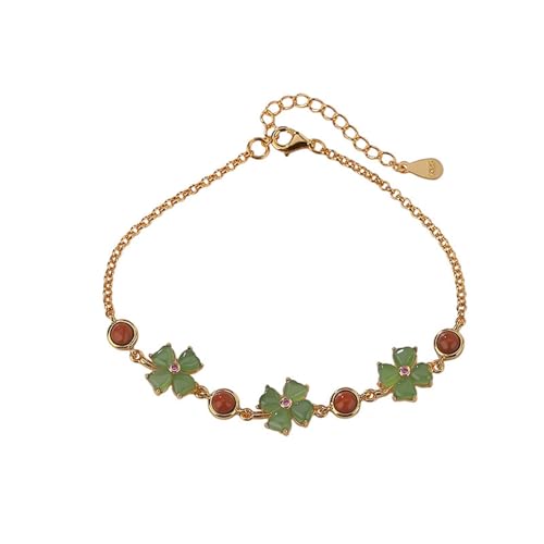 DFEPPJHG Nanhong Hetian Jade Vierblättriges Kleeblatt-Armband von DFEPPJHG