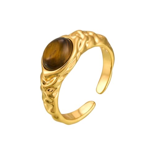 DFEPPJHG Offener Ring Im Maillard-Stil, Retro-Ring Mit Hochwertigem Schwarzem Achatstein, Verstellbarer Ring For Den Zeigefinger von DFEPPJHG