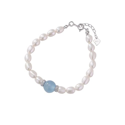 DFEPPJHG Perlen Aquamarin Armband Rundperlen Glücksperlen Handschmuck DFEPPJHG Perlen Aquamarin Armband Rundperlen Glücksperlen Handschmuck von DFEPPJHG