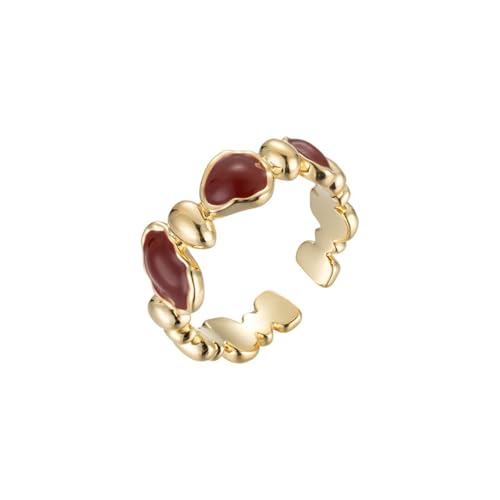 DFEPPJHG Retro Neujahr Rot Liebe Öltropfen Offenen Ring Nische Einzigartige Persönlichkeit Zeigefinger Ring Mode Einfachen Ring von DFEPPJHG