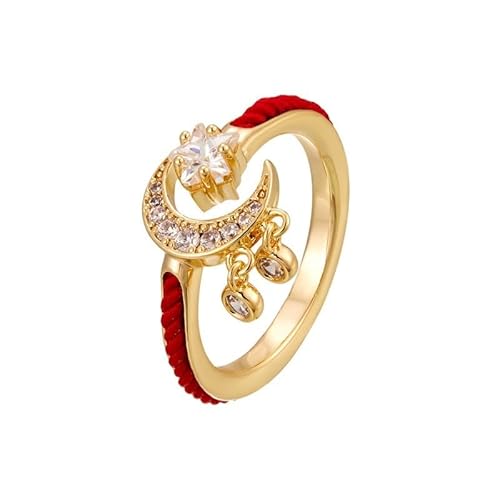 DFEPPJHG Rot String Serie Stern Und Mond Offenen Ring Original Design Neue Chinesische Index Finger Ring Modische Einstellbare Weibliche Ring von DFEPPJHG