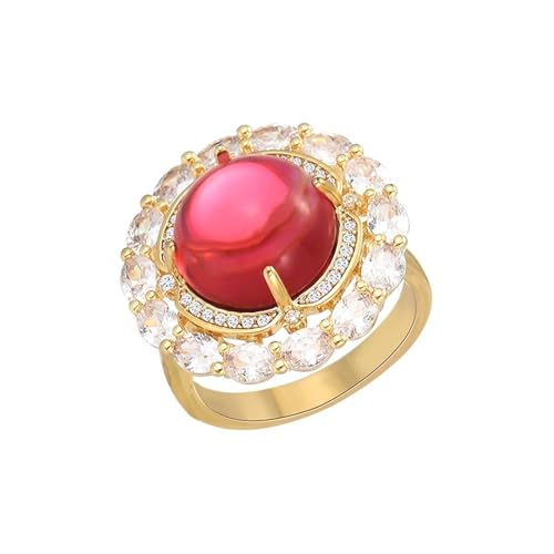 DFEPPJHG Rot Zirkon Ring Temperament Mode-design Licht Luxus Shell Perle Ring Hand Schmuck Öffnung von DFEPPJHG