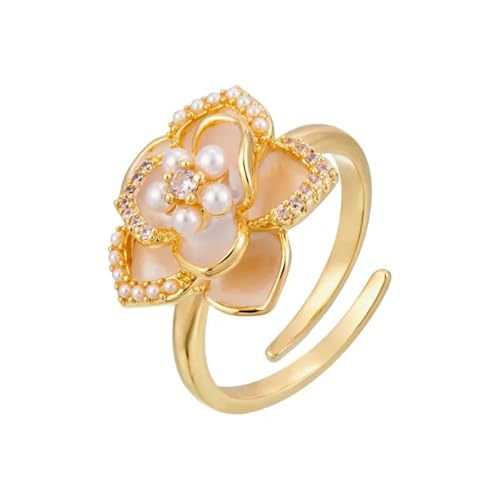 DFEPPJHG Schöne Offene Ringnische High-End Öltropfen Mikro-Intarsien Blume Zeigefingerring Verstellbarer Ring von DFEPPJHG