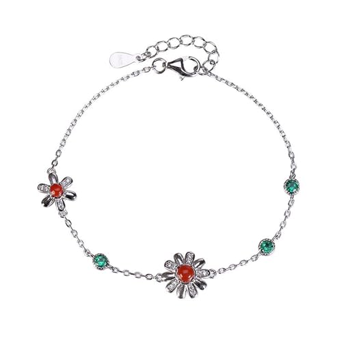 DFEPPJHG Südrotes Achat-Gänseblümchen-Armband von DFEPPJHG