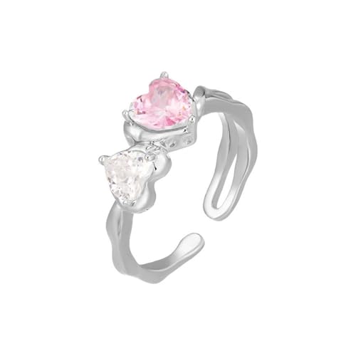 DFEPPJHG Süßer Und Cooler Stil Unregelmäßiger Liebes-offener Ring Licht Luxus High-End Verstellbarer Zeigefingerring Modischer Bunter Ring von DFEPPJHG
