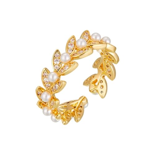 DFEPPJHG Temperament Weizen Ohr Offenen Ring Weibliche Nische High-end Micro-intarsien Kranz Index Finger Ring Einstellbar Vielseitig Ring von DFEPPJHG