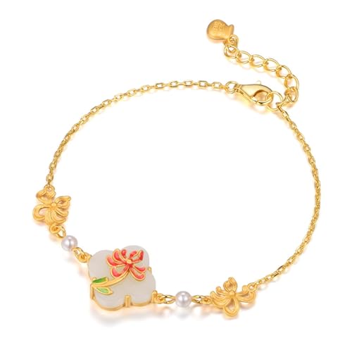 DFEPPJHG Tianhetian Jade Armband Gänseblümchenform Handschmuck von DFEPPJHG