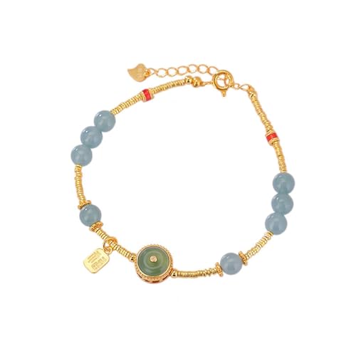 DFEPPJHG Vergoldetes Armband Mit Blauer Jadeit-Segensschnalle Und Peace-Zeichen DFEPPJHG Vergoldetes Armband Mit Blauer Jadeit-Segensschnalle Und Peace-Zeichen von DFEPPJHG
