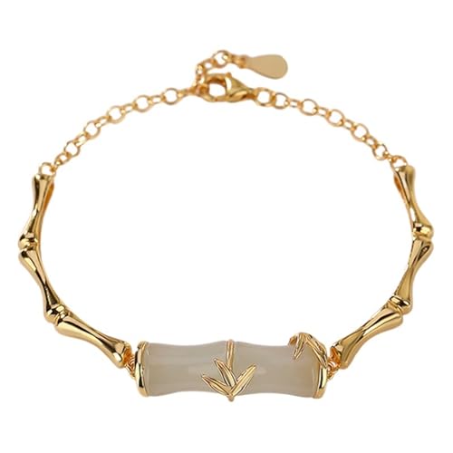 DFEPPJHG Vergoldetes Hetian Jade Chinesisches Bambusblatt-Armband von DFEPPJHG