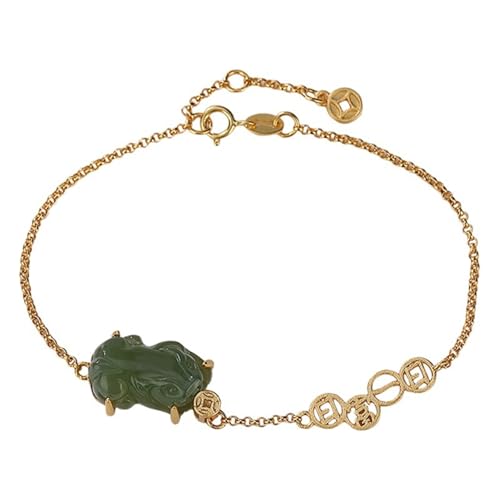 DFEPPJHG Vergoldetes Pixiu-Armband Aus Grüner Hetian-Jade DFEPPJHG Vergoldetes Pixiu-Armband Aus Grüner Hetian-Jade von DFEPPJHG