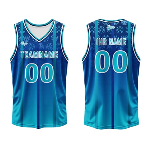 DFG RYNDAIR Personalisierte Basketball Jerseys für Herren & Damen Kinder Individuell bedruckbar mit Name, Nummer & Logo (Blau1, M) von DFG RYNDAIR