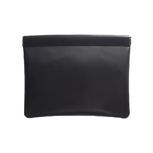 DFGBAPKBL Aufbewahrungstasche aus PU-Leder mit Verschluss, wasserdichte Geldbörse, tragbare Kopfhörertaschen Zur Aufbewahrung von Datenkabeln(Black) von DFGBAPKBL