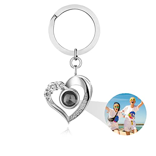 Personalisierte Fotoprojektion Schlüsselanhänger 100 Sprachen Ich liebe dich Schlüsselanhänger Benutzerdefinierte Bild Herz Anhänger Liebe Schmuck Sterling Silber Valentinstag Geschenke für Sie Ihn von DFGDF