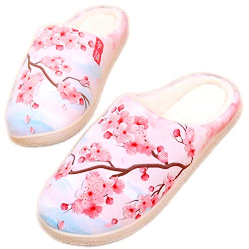 Hausschuhe Damen Herren Anime Cherry Blossoms Winter Baumwolle Pantoffeln Kuschelige Home rutschfeste Slippers mit Cartoon für Jungen Mädchen,42/44 EU von DFGGE