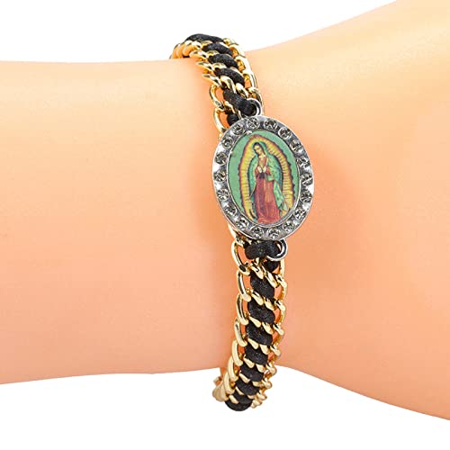 DFGGFJ Virgin Holy Our Lady Of Guadalupe Handgewebte verstellbare Armbänder Erwachsene Schutz und Glück Jungfrau für Frauen Männer Zopf für religiöse Katholiken, Einheitsgröße, Wie beschrieben von DFGGFJ