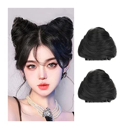Anwendung bei Frauen 2 Stück Donut-Chignon-Kunsthaarteile, Dutt-Verlängerung, Mini-Klauen-Clip in unordentlicher Haar-Dutt-Verlängerung, Perücke, Zubehör for Frauen und Mädchen, Katzenohren-Haar Für d von DFHS46JK
