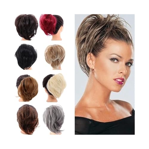 Anwendung bei Frauen Damen Kunsthaar Scrunchie Haarknoten Chignon Gummiband Glatt Pferdeschwanz Haarteil Für die Haare(Q20-Grey) von DFHS46JK