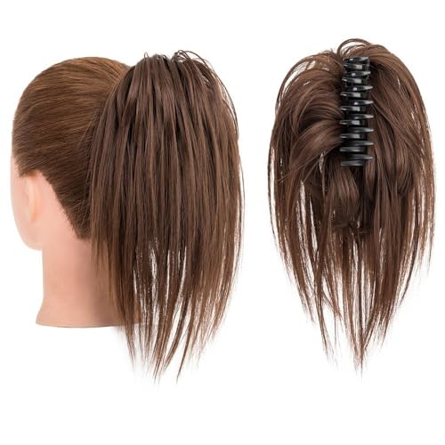 Anwendung bei Frauen Krallenclip Dutt Haarteil Kurzer gerader Pferdeschwanz Verlängerung Zerzauste Hochsteckfrisur Kunsthaar Scrunchies Für die Haare(8L) von DFHS46JK