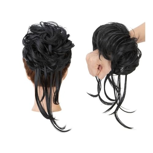 Anwendung bei Frauen Messy Bun Haarteil Synthetische lange zerzauste Hochsteckfrisur Haarknoten Extensions Elastische gewellte Haarwickel Pferdeschwanz Haarteile Für die Haare(Silver) von DFHS46JK