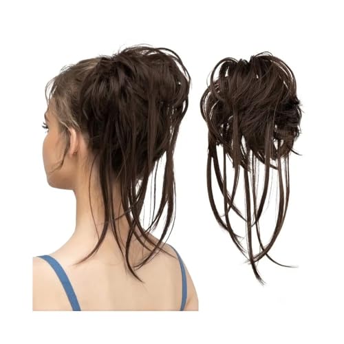 Anwendung bei Frauen Messy Bun Haarteil Welle Lockiges Haar Bun Extensions mit geraden Enden Synthetische Pferdeschwanz Haarteile Für die Haare(Dark Brown) von DFHS46JK