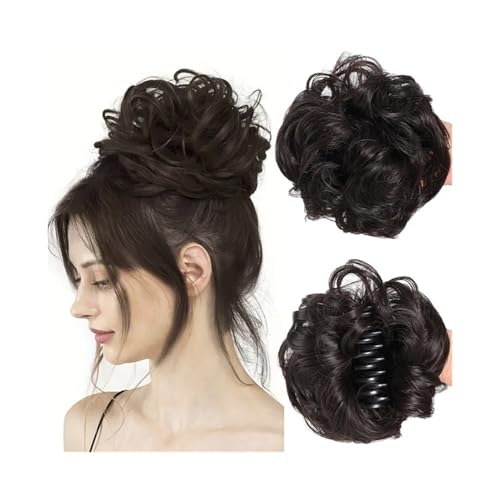Anwendung bei Frauen Messy Bun Haarteil gewellt lockig Klaue Clip Haarknoten synthetische gefälschte Messy Bun Haarverlängerungen Für die Haare(Black Brown) von DFHS46JK
