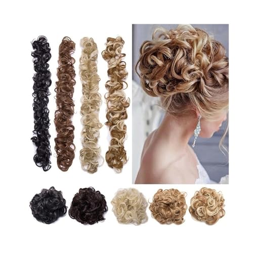 Anwendung bei Frauen Messy Hair Bun DIY Long Synthetic Fibres Wrap Around Wave Curly Updo Hairpieces Für die Haare(Light brown) von DFHS46JK