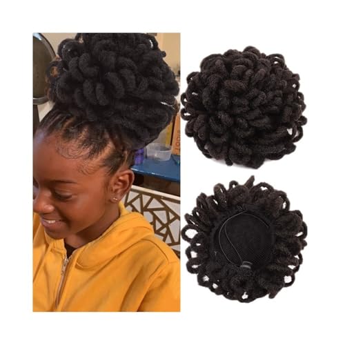 Anwendung bei Frauen Synthetische Dreadlocks Afro Puff Haarknoten Chignon Faux Locs Clip In Kordelzug Pferdeschwanz Haarteile Für die Haare(BLACK BROWN) von DFHS46JK