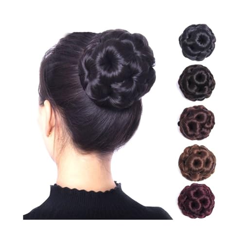 Anwendung bei Frauen Synthetische Hochtemperaturfaser Neun Blumen Haar Chignon Lockiges Haar Dutt Kamm Clip Haarteil Für die Haare(2-30) von DFHS46JK