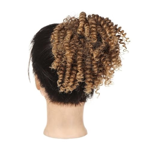 Anwendung bei Frauen Synthetische kurze Afro Bun Haarteile elastisches Band verworrene lockige Pferdeschwanz Haarverlängerungen Für die Haare(10T27) von DFHS46JK