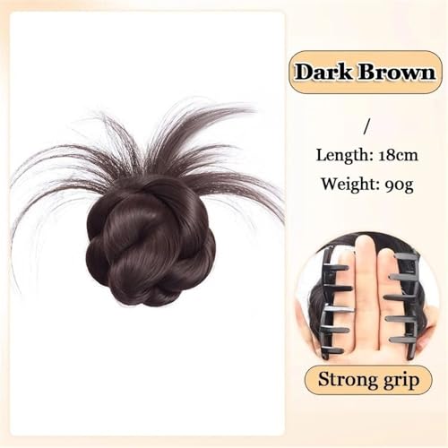 Anwendung bei Frauen Synthetische unordentliche Haarknoten Scrunchie geflochten Chignon elegante Pferdeschwanz-Erweiterungen Für die Haare(Dark Brown) von DFHS46JK