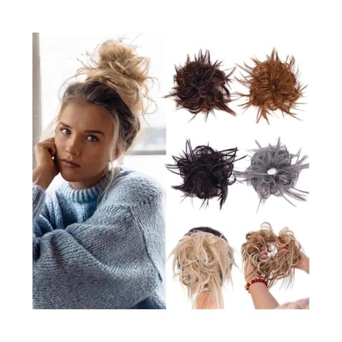 Anwendung bei Frauen Synthetischer Chignon, chaotische Haargummis, elastisches Band, Haarknoten, gerade Hochsteckfrisur, Haarteil, Pferdeschwanz-Verlängerung Für die Haare(Light blonde) von DFHS46JK