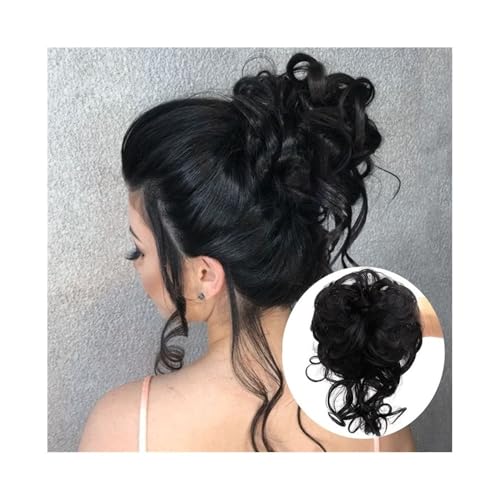 Anwendung bei Frauen Synthetisches Haar, Dutt, Chignon, unordentlich, lockig, elastisch, Haargummi, falsche Haarteile for Frauen Für die Haare(1B) von DFHS46JK