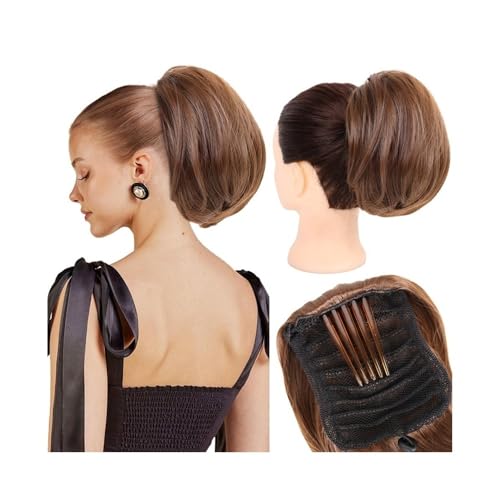 Anwendung bei Frauen Synthetisches Haar Dutt Chignon Hochsteckfrisur Elastischer Kordelzug Kurzer Pferdeschwanz Haarteil Kamm Clip in Haarverlängerungen Für die Haare(8-12) von DFHS46JK