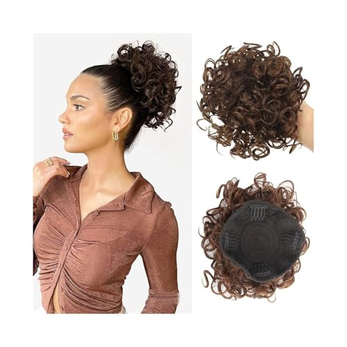 Anwendung bei Frauen Synthetisches Messy Bun-Haarteil, kurzes, elastisches Haarknoten-Kordelzug-Clip-in-Haarteil mit lockigem Pferdeschwanz Für die Haare(4M30) von DFHS46JK