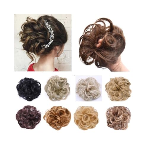Anwendung bei Frauen Synthetisches elastisches unordentliches Haarbrötchen lockige Welle falsches Haarteil Pferdeschwanz Chignon Für die Haare(#4) von DFHS46JK