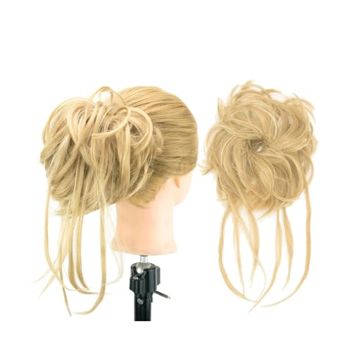 Anwendung bei Frauen Unordentlicher Haarknoten Hochsteckfrisur Lange Haargummis Wickeln Pferdeschwanzverlängerung Gewellte Haarteile Chignon Stirnband Für die Haare(Light Blonde) von DFHS46JK