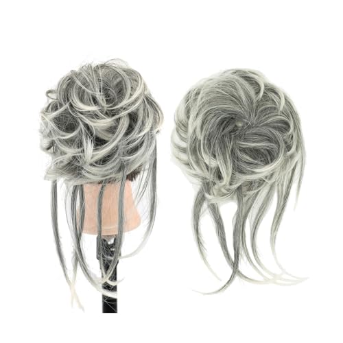 Anwendung bei Frauen Unordentlicher Haarknoten Hochsteckfrisur Lange Haargummis Wickeln Pferdeschwanzverlängerung Gewellte Haarteile Chignon Stirnband Für die Haare(Ombre Gray) von DFHS46JK