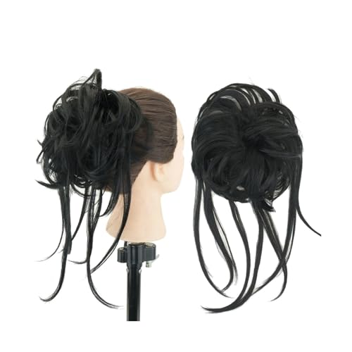 Anwendung bei Frauen Unordentlicher Haarknoten Hochsteckfrisur Lange Haargummis Wickeln Pferdeschwanzverlängerung Gewellte Haarteile Chignon Stirnband Für die Haare(Schwarz) von DFHS46JK