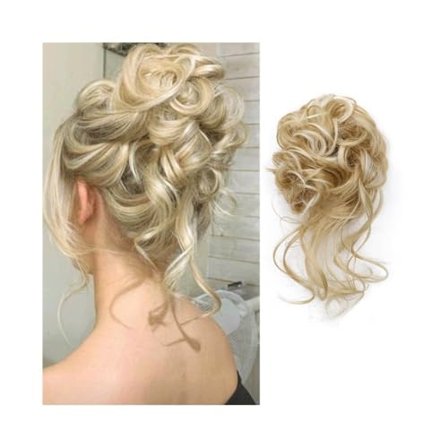 Anwendung bei Frauen Unordentlicher flauschiger Dutt Haarteile Synthetische gewellte lockige elastische Hochsteckfrisur Chignon Gefälschte Pferdeschwanzverlängerung Für die Haare(22H613) von DFHS46JK