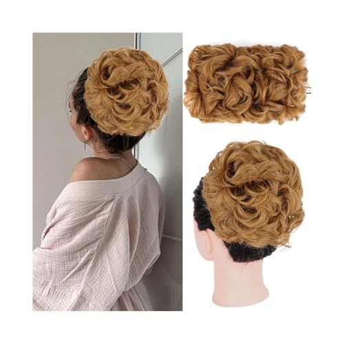 Anwendung bei Frauen Unordentliches, gewelltes Dutt-Haarteil, synthetisches, elastisches Pferdeschwanz-Clip-in-Haarteil mit Kordelzug for schwarze Frauen Für die Haare(16#) von DFHS46JK