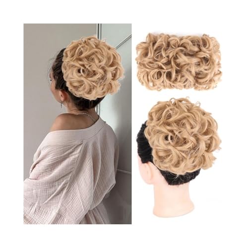 Anwendung bei Frauen Unordentliches, gewelltes Dutt-Haarteil, synthetisches, elastisches Pferdeschwanz-Clip-in-Haarteil mit Kordelzug for schwarze Frauen Für die Haare(22#) von DFHS46JK