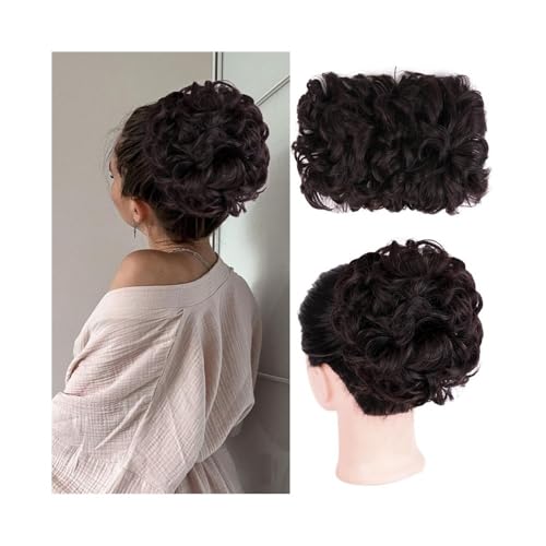 Anwendung bei Frauen Unordentliches, gewelltes Dutt-Haarteil, synthetisches, elastisches Pferdeschwanz-Clip-in-Haarteil mit Kordelzug for schwarze Frauen Für die Haare(2T33#) von DFHS46JK