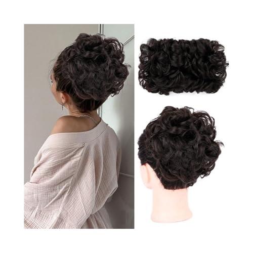 Anwendung bei Frauen Unordentliches, gewelltes Dutt-Haarteil, synthetisches, elastisches Pferdeschwanz-Clip-in-Haarteil mit Kordelzug for schwarze Frauen Für die Haare(4#) von DFHS46JK