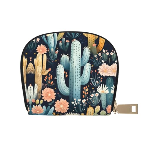 DFJMASFKOL Floral Card Pack Kaktus-Ledertasche Kaktus Blume Geldbörse Kreuzfahrtschiff Passagiere – Kabinenschlüssel und Ladekartenetui 9 x 11 cm, a1, 9X11CM von DFJMASFKOL