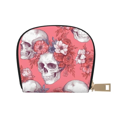 DFJMASFKOL Kartenpaket mit Blumenmotiv, Leder, Totenköpfe, Geldbörse, Autobesitzer, Lizenz- und Versicherungskartenhalter, 9 x 11 cm, Rosa, A2, 9X11CM von DFJMASFKOL