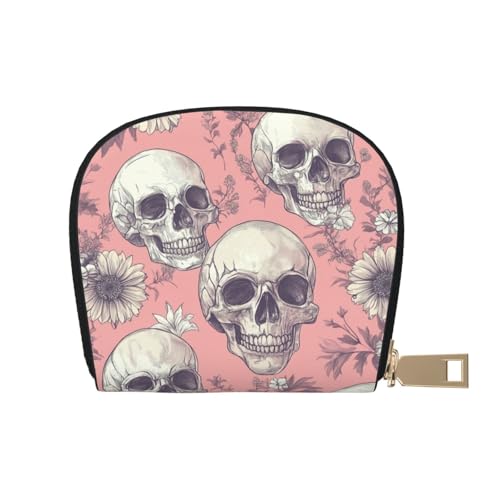 DFJMASFKOL Kartenpaket mit Blumenmotiv, Leder, Totenköpfe, Geldbörse, Autobesitzer, Lizenz- und Versicherungskartenhalter, 9 x 11 cm, Rosa, a1, 9X11CM von DFJMASFKOL