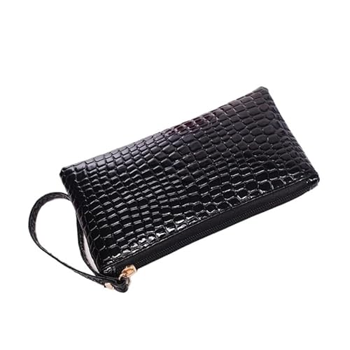 DFJOENVLDKHFE Damen-Handgelenk-Clutch, kleine Damen-Mehrfachtasche, Damen-PU-Leder-Geldbörse, Geldbörsen-Armbänder(Color:Black) von DFJOENVLDKHFE