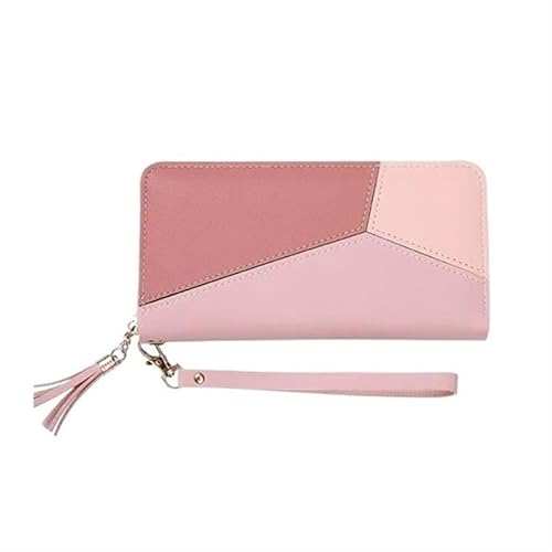 DFJOENVLDKHFE Damen-Handgelenk-Clutch, kleine Damen-Mehrfachtasche, Damen-PU-Leder-Geldbörse, Geldbörsen-Armbänder(Color:Patchwork Pink) von DFJOENVLDKHFE